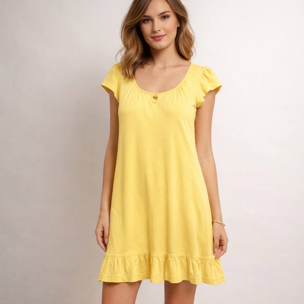 Upfashion Yellow Cap Sleeve Cotton Dress EU 36 US Size 6